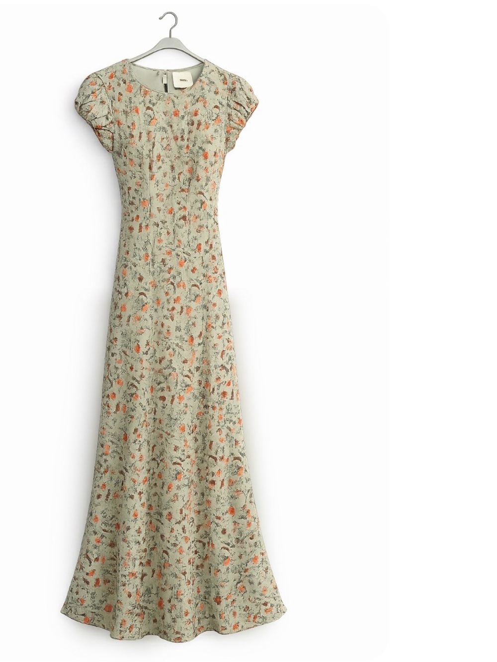 Reformation Mint Floral Maxi Dress with Orange Bloom
